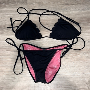 Victoria’s Secret black bikini‎ set pink